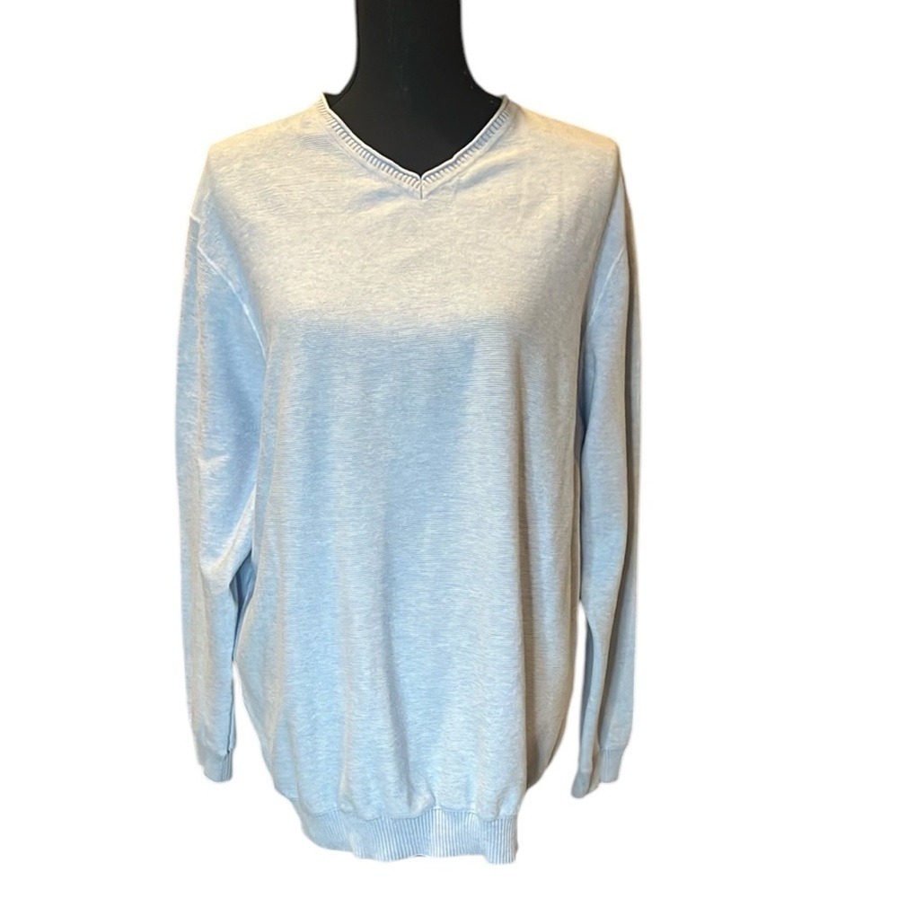 Tommy Bahama Light Blue V-Neck Pima Cotton blend Men's Sweater size Large